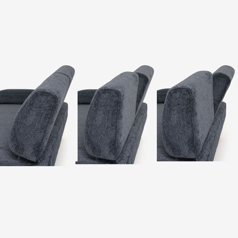 カウチソファ「ファルコ」カウチ背無（大）向かって左肘 布ネイビー色 #6:6142 脚部LWN色【受注生産品】