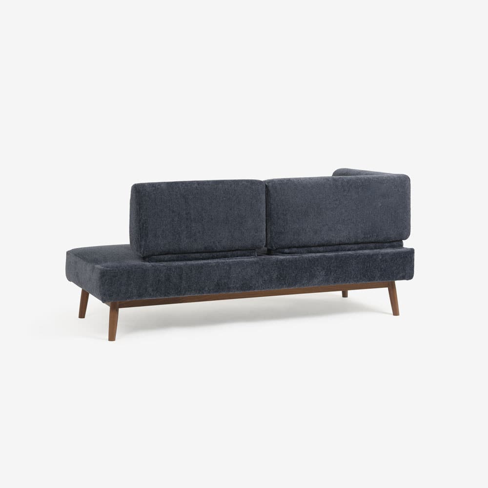 カウチソファ「ファルコ」片肘カウチ向かって右肘 布ネイビー色 #6:6142 脚部LWN色【受注生産品】