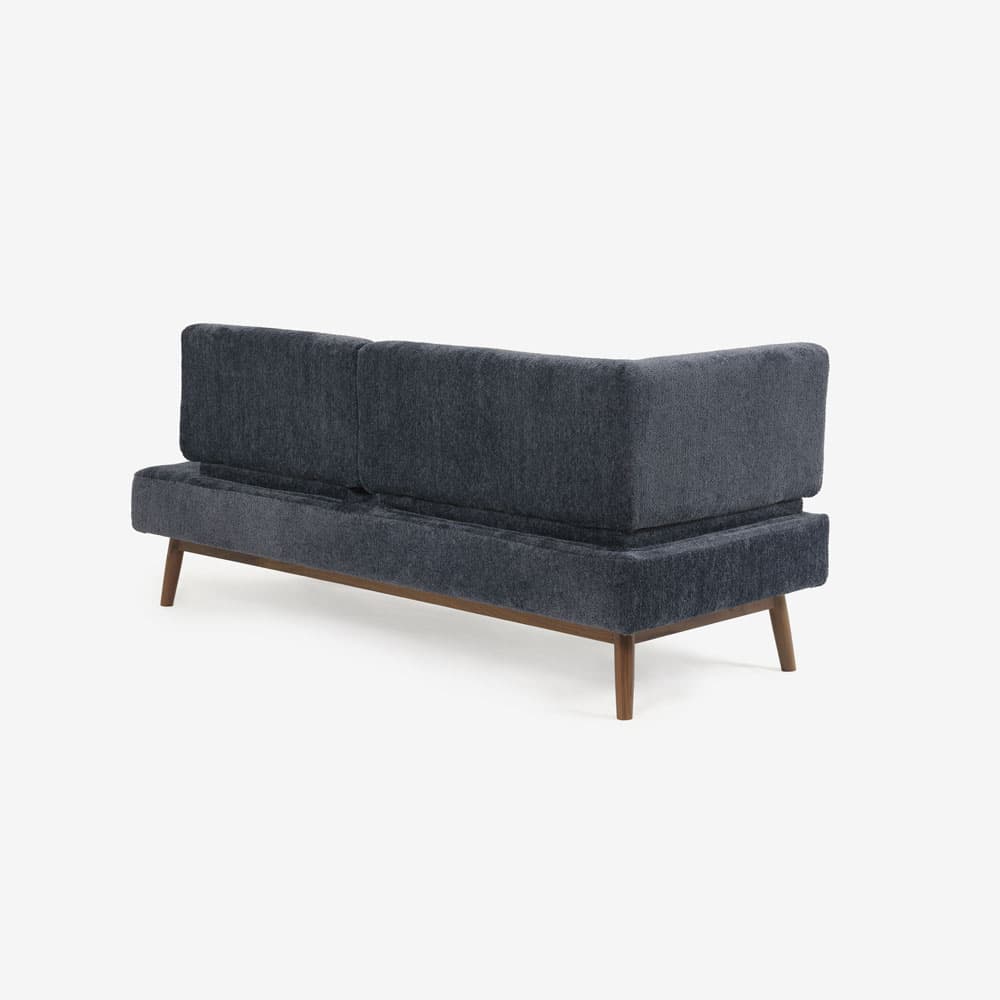 カウチソファ「ファルコ」片肘カウチ向かって右肘 布ネイビー色 #6:6142 脚部LWN色【受注生産品】