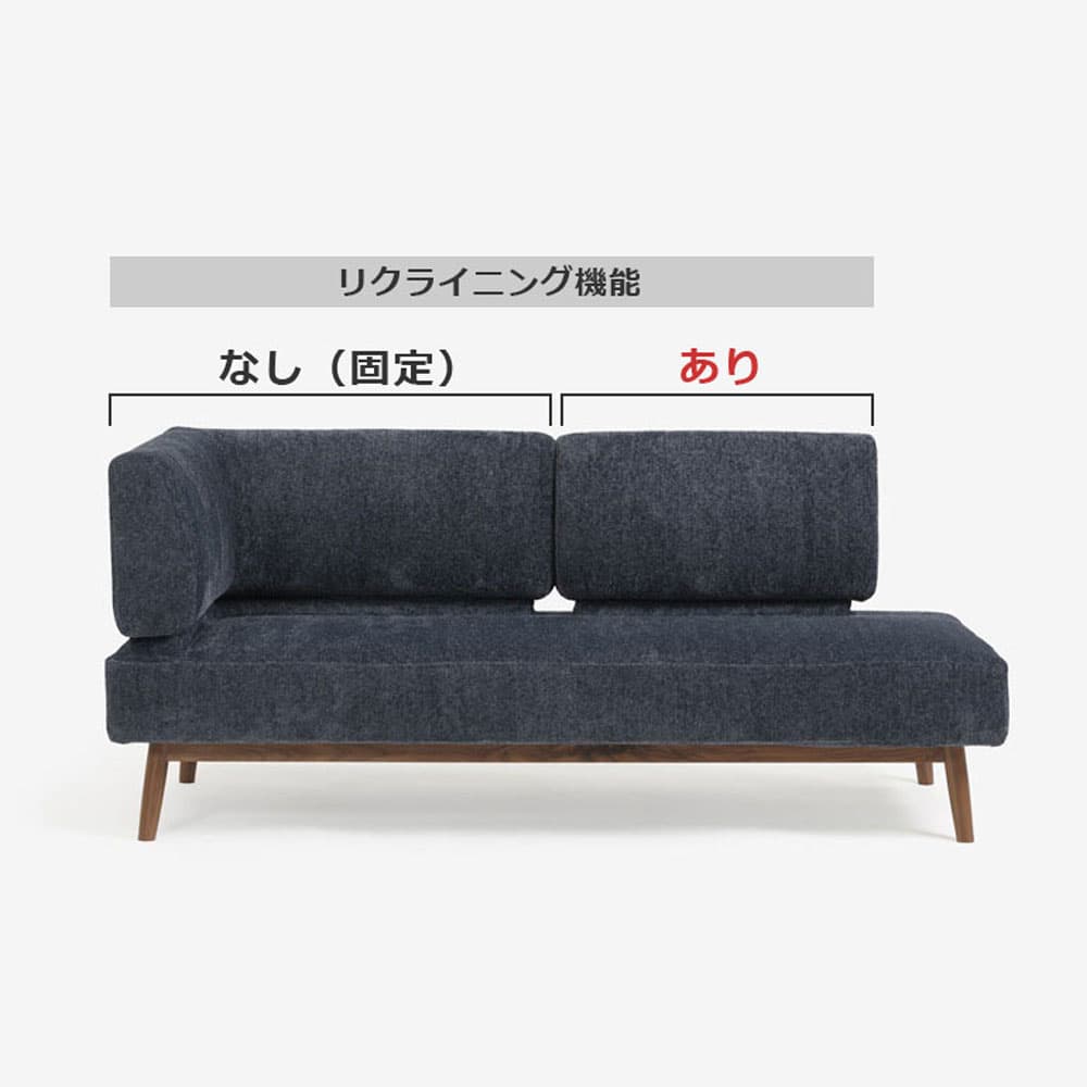 カウチソファ「ファルコ」片肘カウチ向かって右肘 布ネイビー色 #6:6142 脚部LWN色【受注生産品】