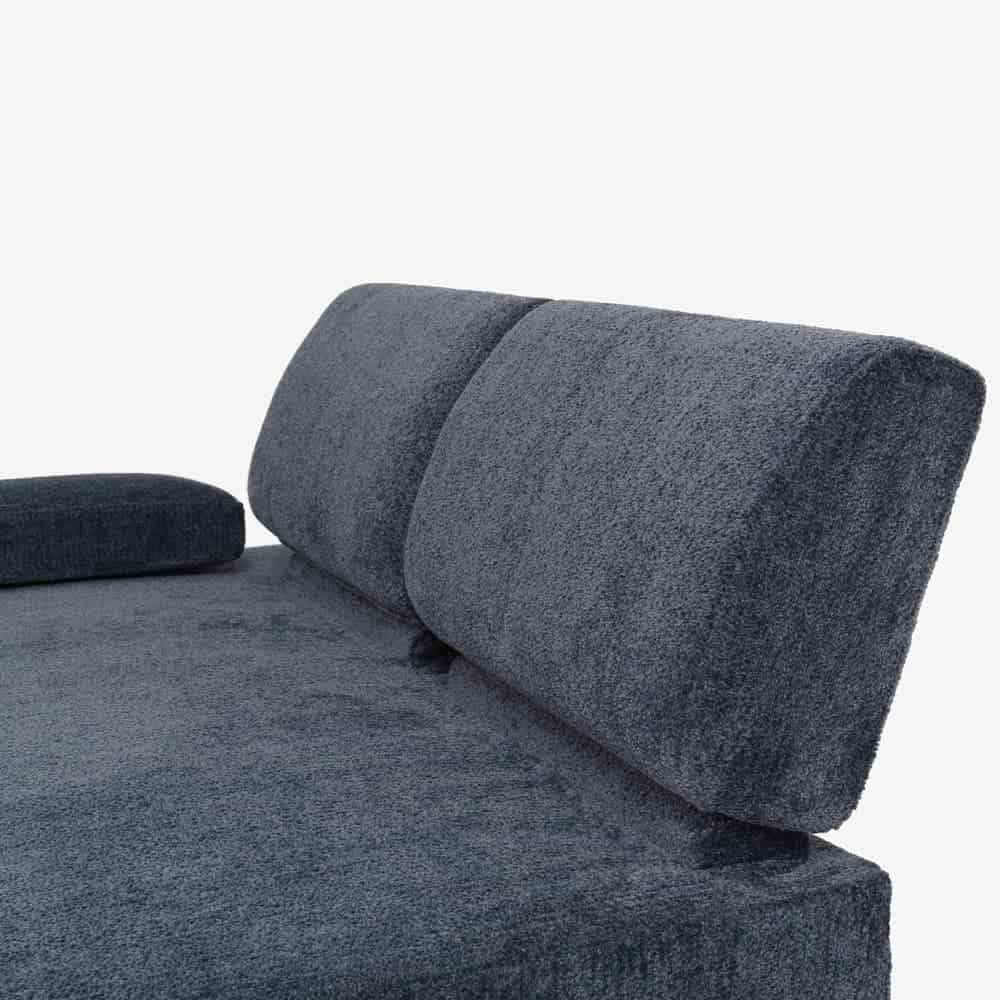 カウチソファ2点セット「ファルコ」カウチ背無（大）向かって左肘＋クッション 布ネイビー色 #6:6142 脚部LWN色【受注生産品】