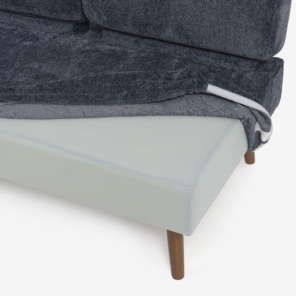 カウチソファ4点セット「ファルコ」カウチ背無(大)向かって左肘+片肘カウチ向かって右肘+スツール+クッション 布ネイビー色 #6:6142 脚部LWN色【受注生産品】