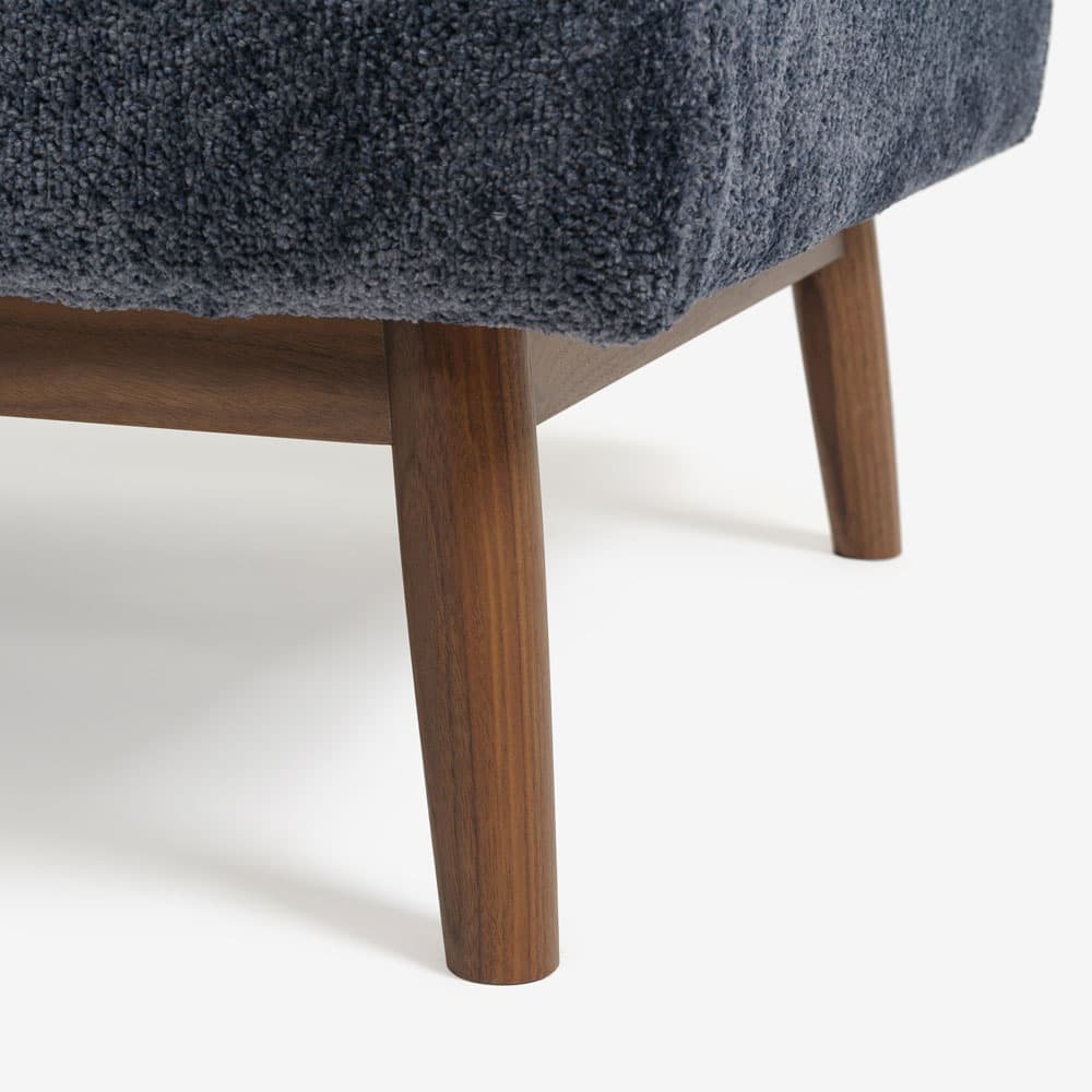 カウチソファ4点セット「ファルコ」カウチ背無(大)向かって左肘+片肘カウチ向かって右肘+スツール+クッション 布ネイビー色 #6:6142 脚部LWN色【受注生産品】