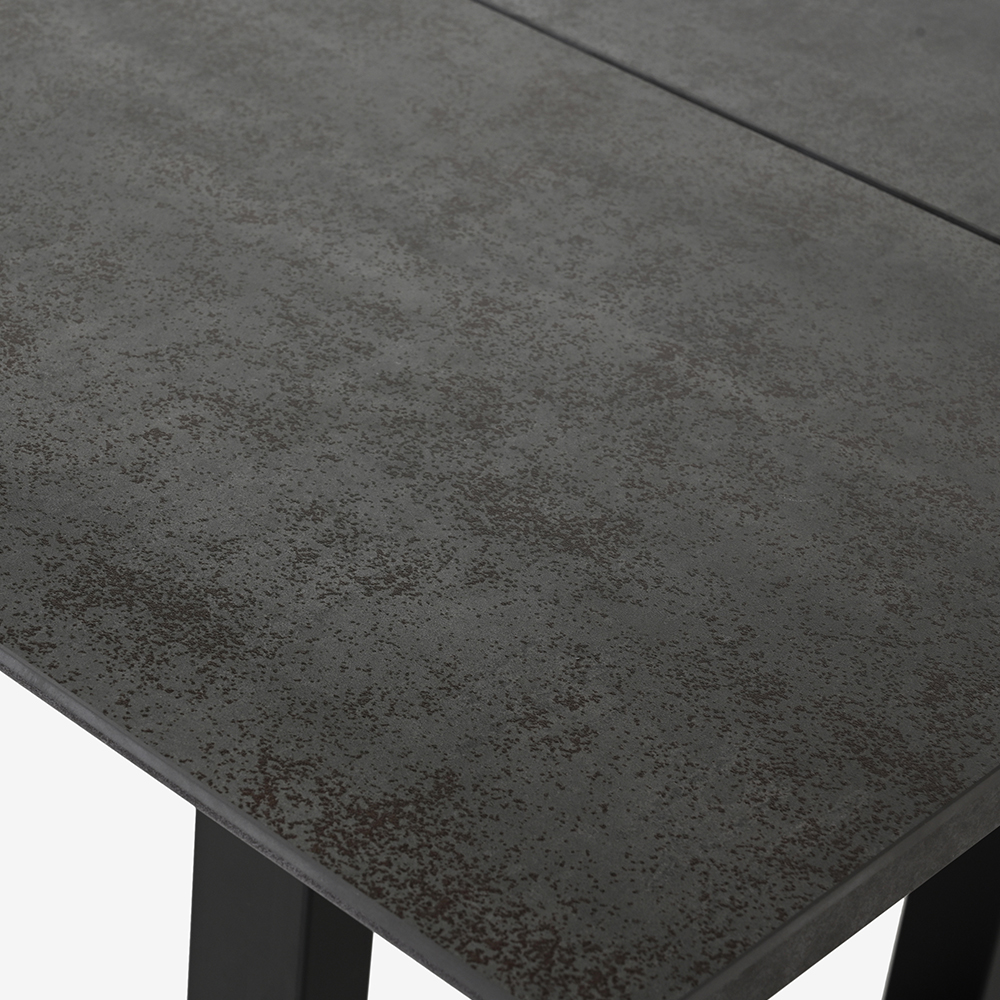 AYANO（綾野製作所）ダイニングテーブル「リニア」セラミック天板 アイアイングレイ色 脚ブラック色【受注生産品】