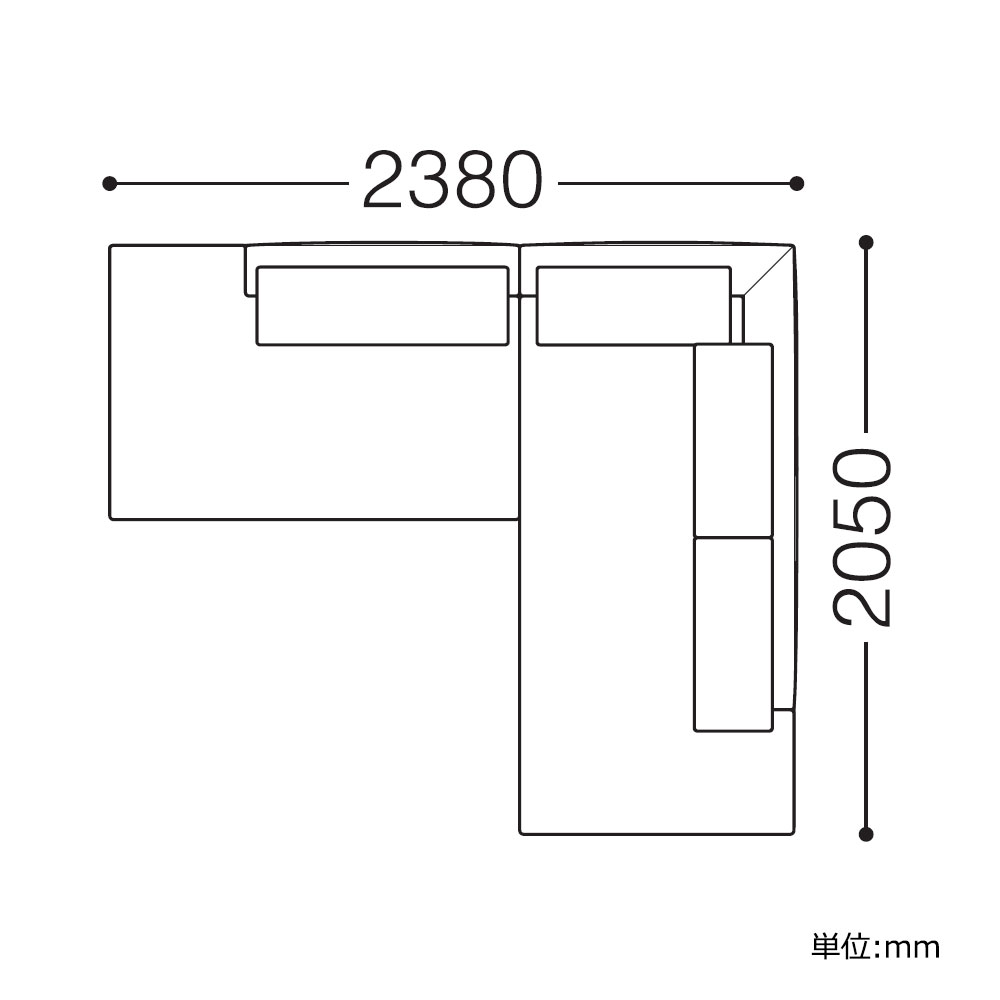 Abitamoda (アビタモーダ)カウチソファ 2点セット「ルイズ」片肘コーナーカウチ大(向かって右)+カウチ背無小(向かって左) カバーリング仕様 #6_6101 金属脚全2色【受注生産品】