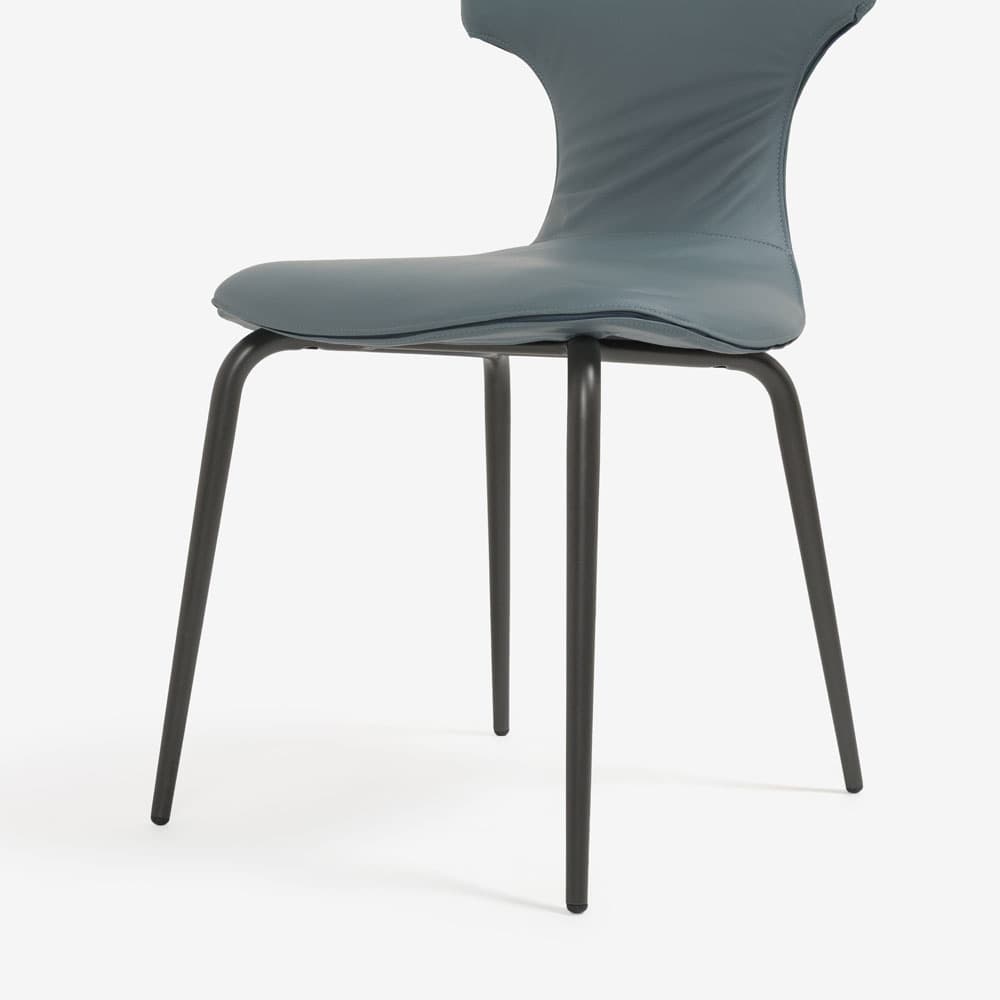 PoltronaFrau（ポルトローナ・フラウ）ダイニングチェア「モンテーラマス」革ブルーグレー色/スチール脚