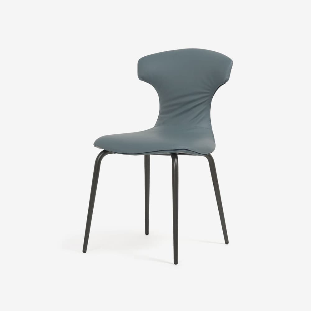 PoltronaFrau（ポルトローナ・フラウ）ダイニングチェア「モンテーラマス」革ブルーグレー色/スチール脚