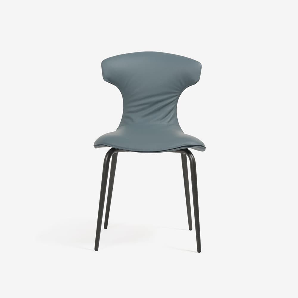 PoltronaFrau（ポルトローナ・フラウ）ダイニングチェア「モンテーラマス」革ブルーグレー色/スチール脚