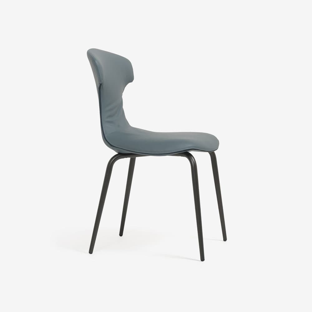 PoltronaFrau（ポルトローナ・フラウ）ダイニングチェア「モンテーラマス」革ブルーグレー色/スチール脚