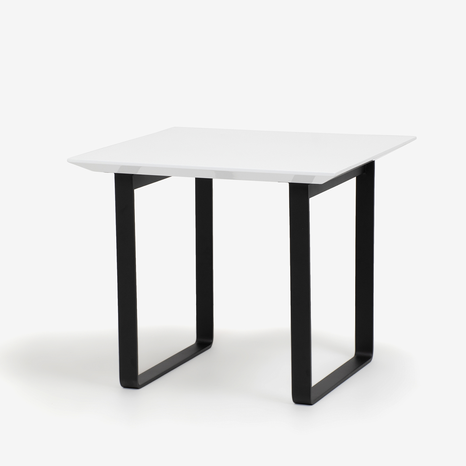 ダイニングテーブル「ジャスト」幅85cm ホワイト色 金属脚ブラック