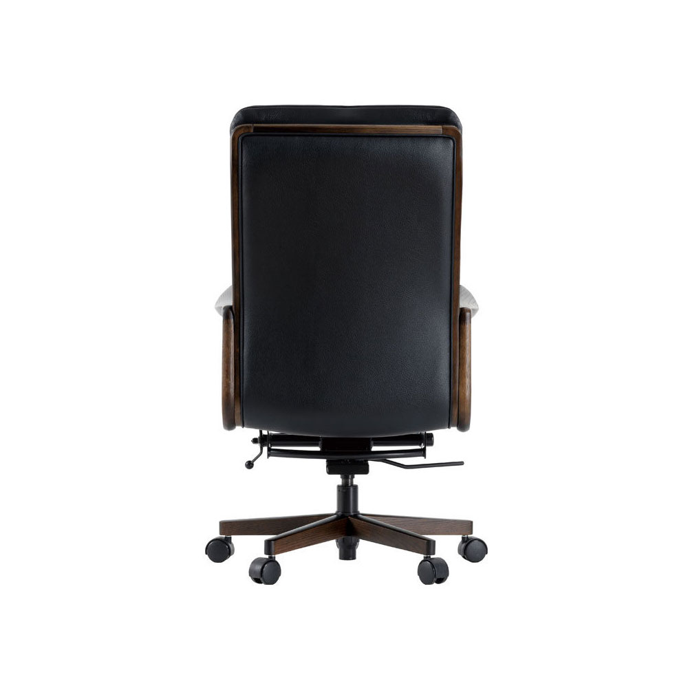 浜本工芸 回転椅子（肘付き）「DSA-3608」ハイバック オーク材カフェ色 革No.1120［No.3600］