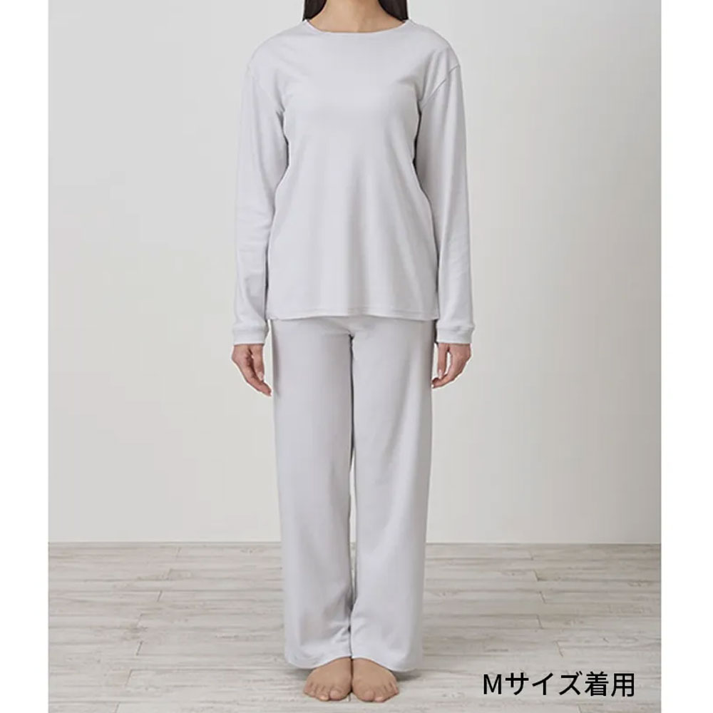 ナイトウェア 上下セット「newmine（ニューミン）コスメティックスナイトウェア NM4604」スムースボートネック グレー レディース  全3サイズ nishikawa（西川）