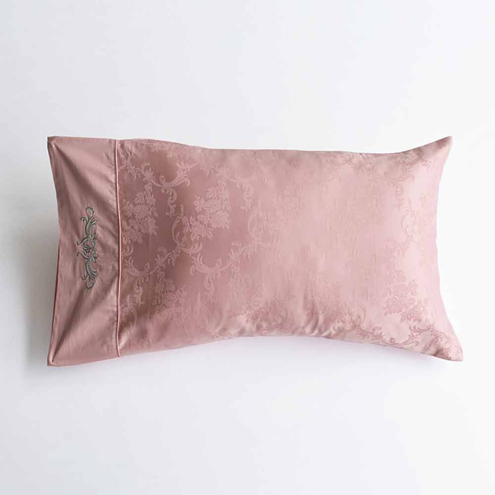 まくらカバー（封筒型）「ロイヤルティ」エジプト超長綿 ピンク色