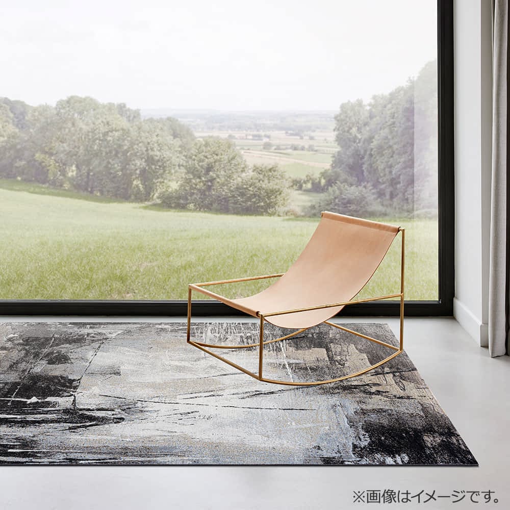 ウィルトンラグ「Graphie グラフィー」9293（ブラックグレー）全3サイズ 防炎【次回入荷未定】