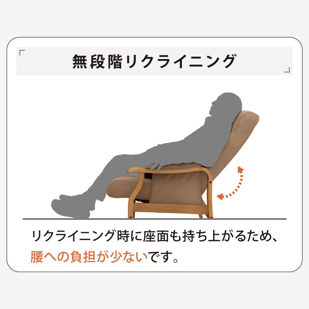 リクライニングチェア「トレニア」木部NA/張地RYLBN 座面高さ2タイプ(H42cm・L39cm) ＋［オプション]オットマン【オンラインショップ限定品】