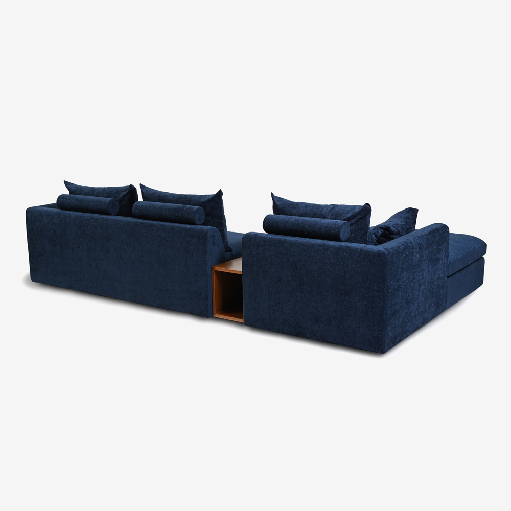 カウチソファ3点セット「OP08（オプティオ08）」幅305cm サイドテーブル付き カバーリング仕様 布#2B ネルソンネイビー【受注生産品】