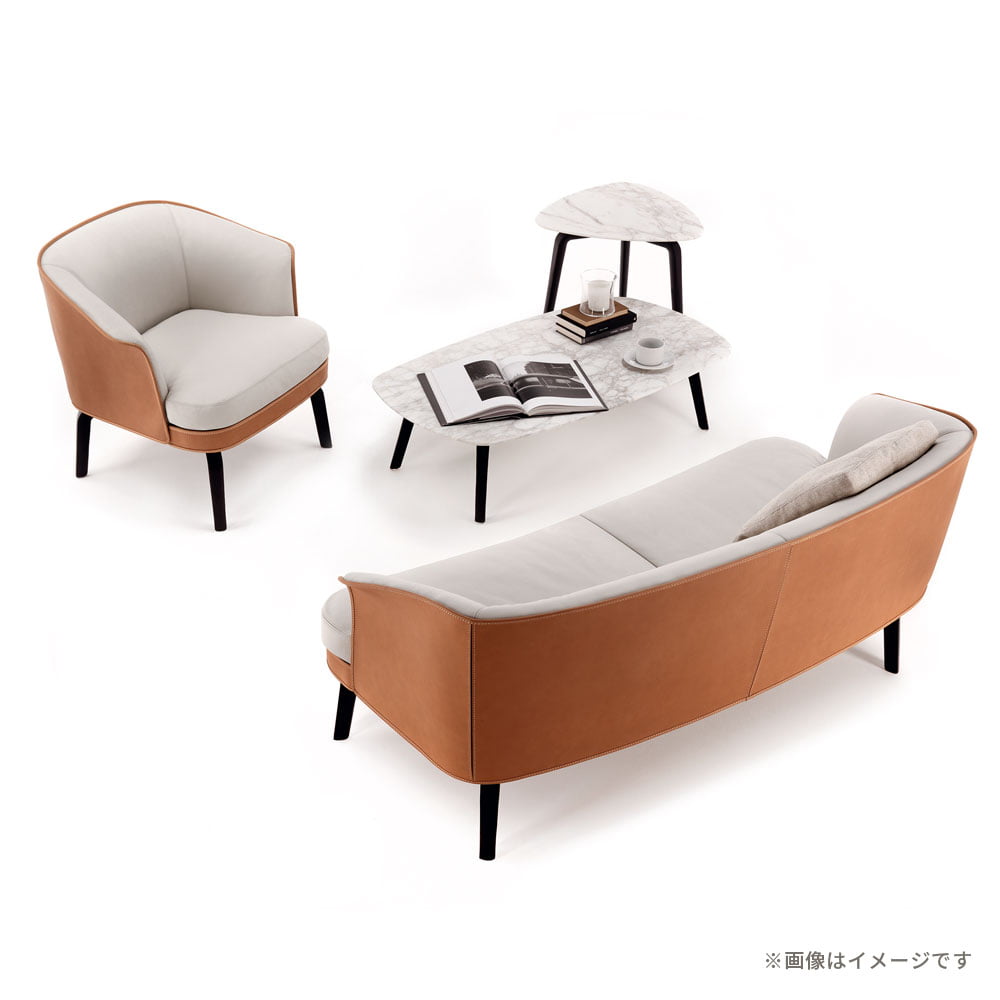 PoltronaFrau（ポルトローナ・フラウ）ソファ「ニヴォラ」幅169cm 革スタッコ色/キャメル色