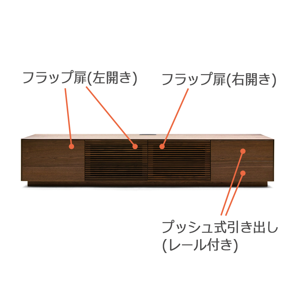 MASTERWAL(マスターウォール)テレビボード「SUPREMO スプレモ SPAV20048-A-WN」幅200cm 奥行48cm ウォールナット材 オイル仕上げ【受注生産品】