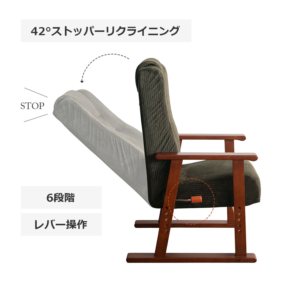 リクライニングチェア「和楽TS」高座椅子 布張り 全2色【オンラインショップ限定品】