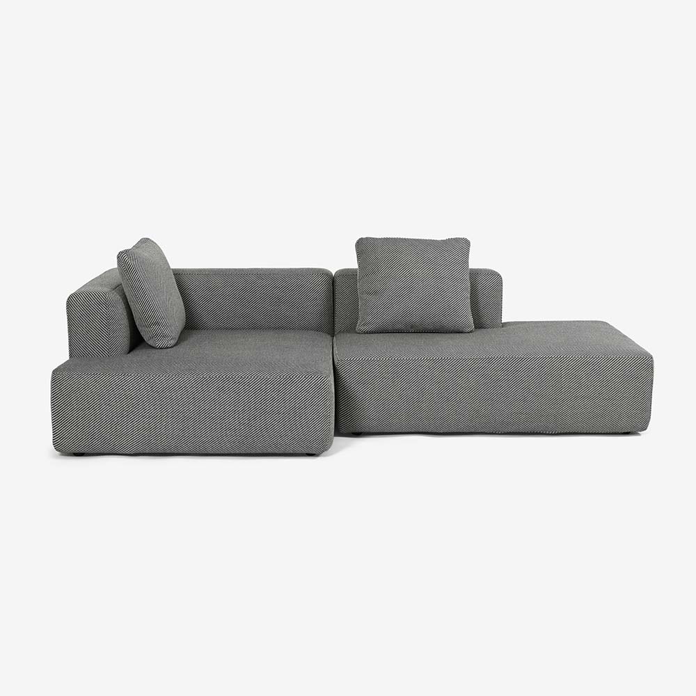 カウチソファ2点セット 向って左カウチ「SUMOWA（スモワ）」幅247cm 布#17グレー