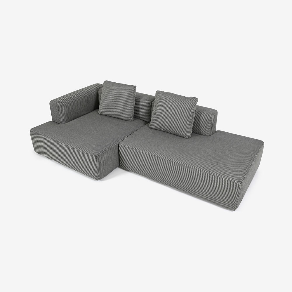 カウチソファ2点セット 向って左カウチ「SUMOWA（スモワ）」幅247cm 布#17グレー