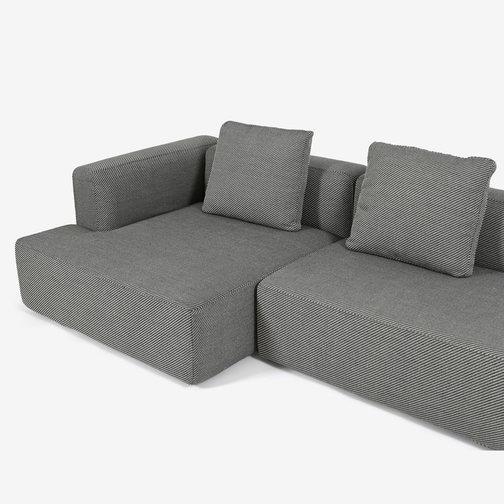 カウチソファ2点セット 向って左カウチ「SUMOWA（スモワ）」幅247cm 布#17グレー