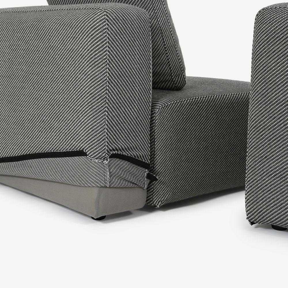 カウチソファ2点セット 向って左カウチ「SUMOWA（スモワ）」幅247cm 布#17グレー