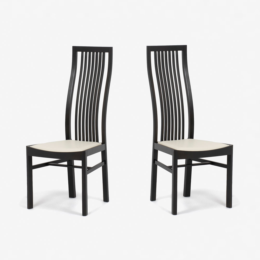 秋田木工 ダイニングチェア「2801」ブナ材ダークブラウン色 ソフトレザーホワイト【2脚セット】【セール対象品のため10%OFF】