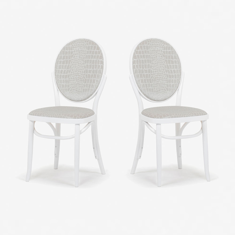 秋田木工 ダイニングチェア「No.701-UU」 ブナ材ホワイト色 座面/布クロコ柄【2脚セット】【セール対象品のため10%OFF】