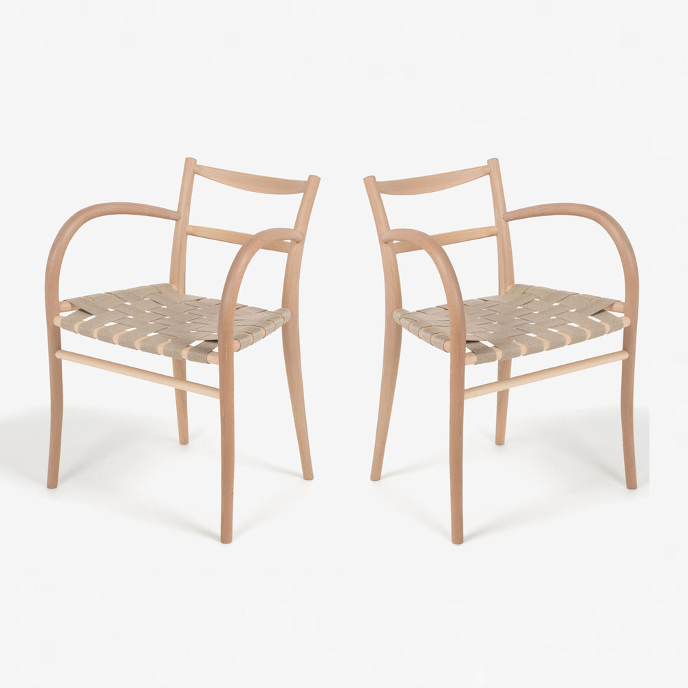 秋田木工 ダイニングチェア「サポースチェア」ブナ材 白木塗装 座面/麻テープ【2脚セット】【セール対象品のため10%OFF】