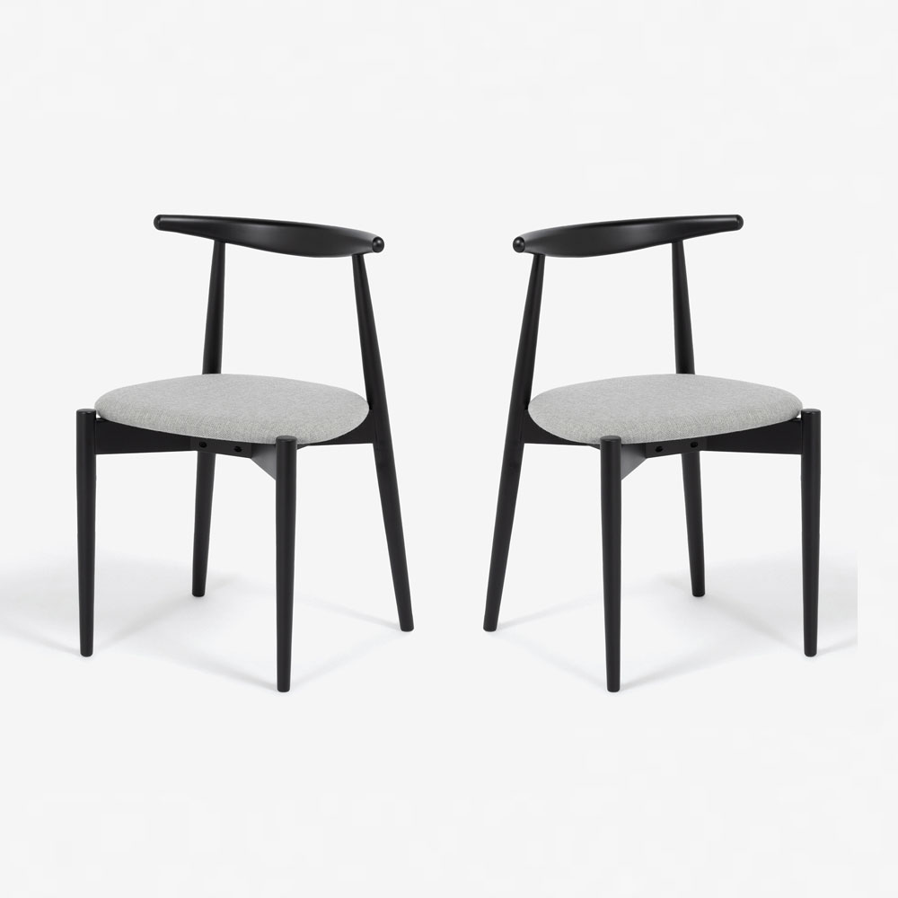 秋田木工 ダイニングチェア「No.0808」ブナ材 艶消しブラック色 布#A-16【2脚セット】【セール対象品のため10%OFF】