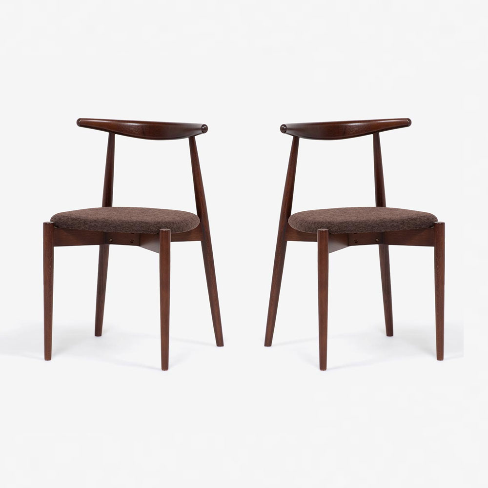 秋田木工 ダイニングチェア「No.0808」ナラ材 BWN色/張地 布デクレア#7340【2脚セット】【セール対象品のため10%OFF】