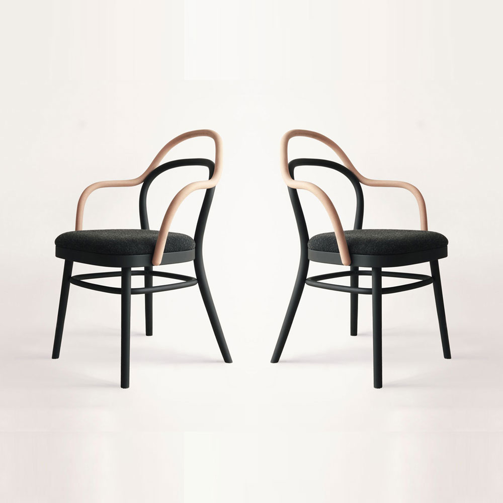 秋田木工 ダイニングチェア「magekko(まげっこ)」ブナ材 ブラック色/張地NC-128【2脚セット】【セール対象品のため10%OFF】