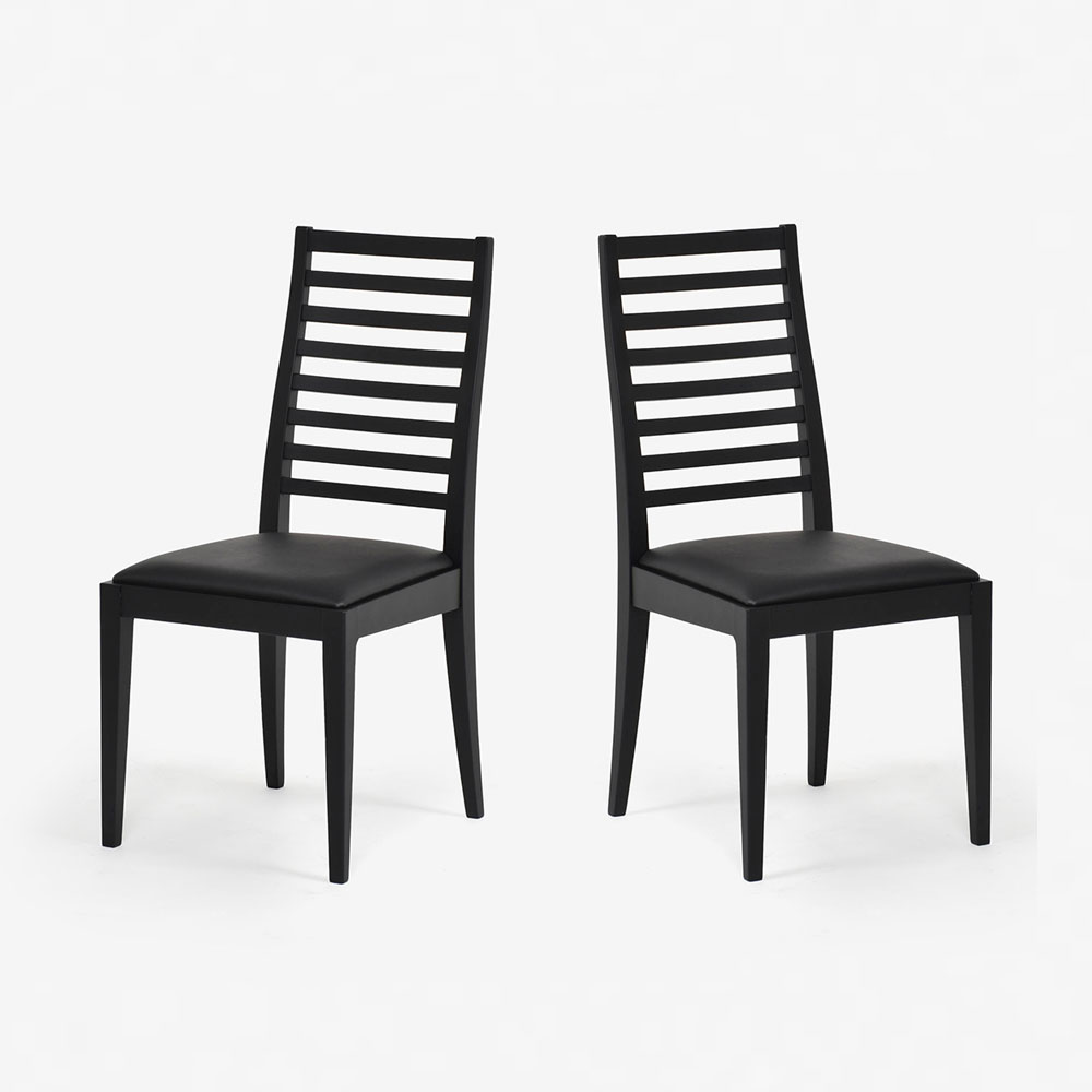 秋田木工 ダイニングチェア「N005」ブナ材 WLBK色/張地 PVC BK(ブラック)色【2脚セット】【セール対象品のため10%OFF】