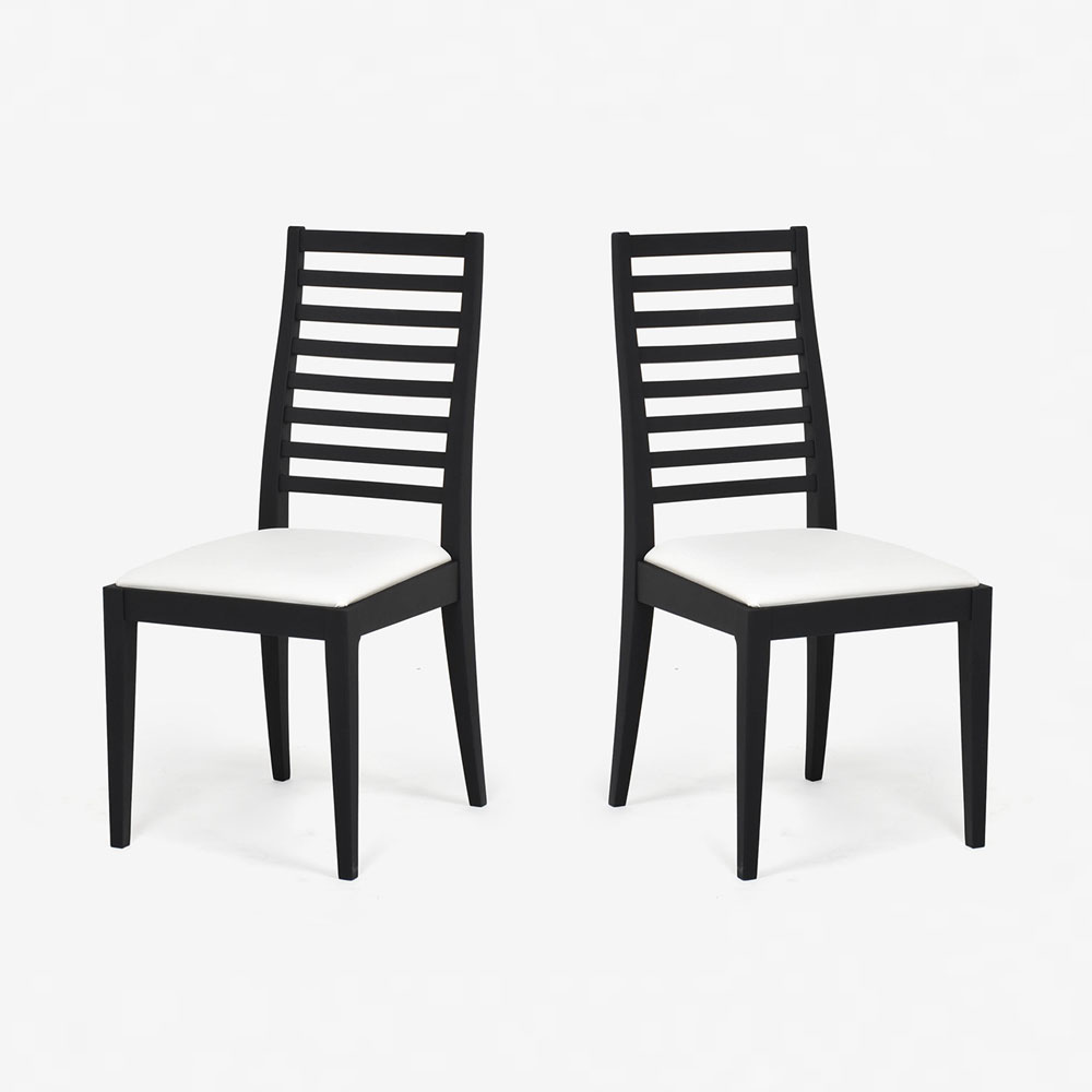 秋田木工 ダイニングチェア「N005」ブナ材 WLBK色/張地 PVC IV2(アイボリー)色【2脚セット】【セール対象品のため10%OFF】