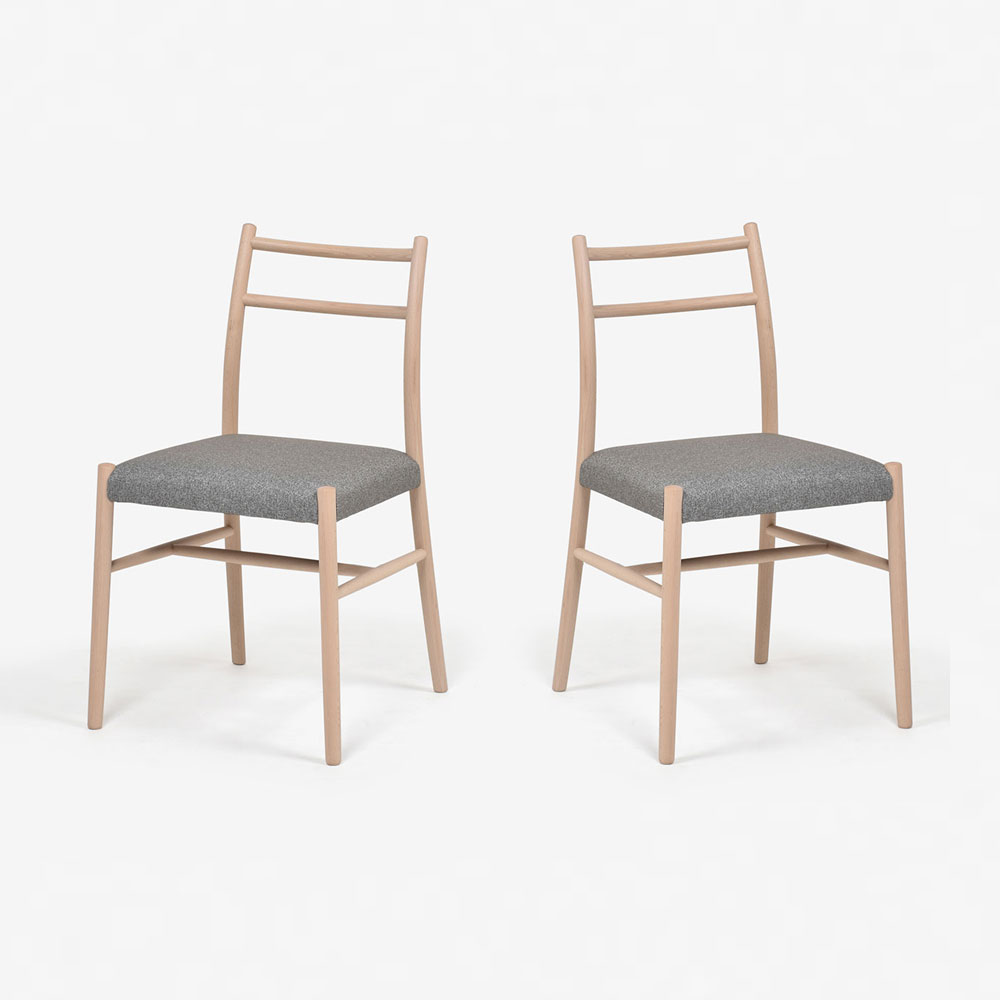 秋田木工 ダイニングチェア「ルフト S」ブナ材白木塗装 張地 布ルール#5952【2脚セット】【セール対象品のため10%OFF】