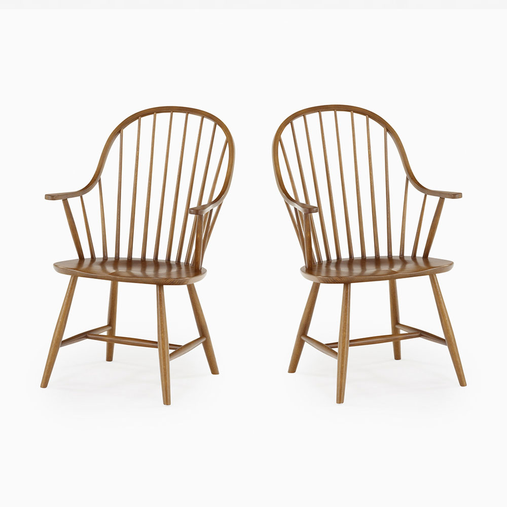 秋田木工 ダイニングチェア(アーム付き)「ベバン」ナラ材 BF色【2脚セット】【セール対象品のため10%OFF】