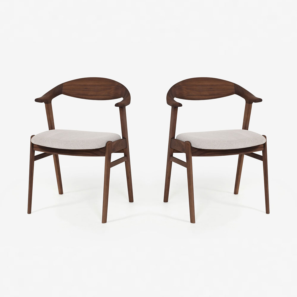 ダイニングチェア（半肘付き）「フィルプラス Cタイプ」樹種・塗装色5種 張地17種【受注生産品】【2脚セット】【セール対象品のため5%OFF】