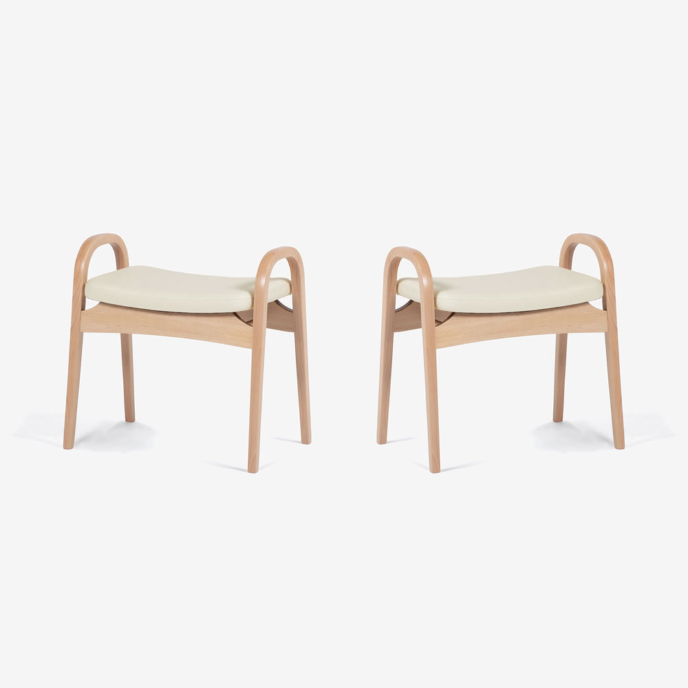 秋田木工 スツール「No.202-H」ブナ材ナチュラル色 PVCベージュ【2脚セット】【セール対象品のため10%OFF】