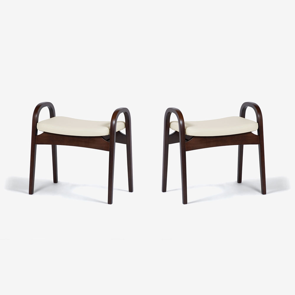 秋田木工 スツール「No.202-H」ブナ材ウォールナット色 PVCベージュ【2脚セット】【セール対象品のため10%OFF】