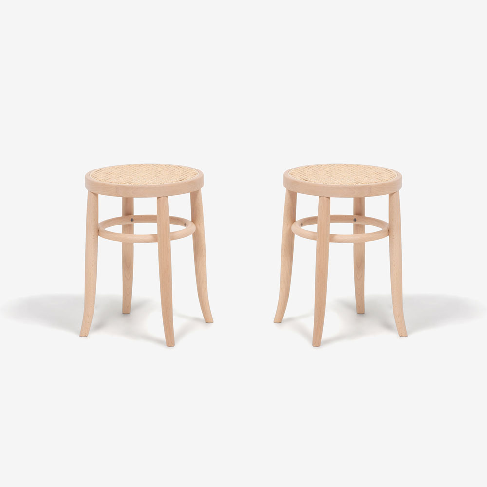 秋田木工 スツール「209-R」座面高43cm ブナ材白木塗装/座面籐張り【2脚セット】【セール対象品のため10%OFF】