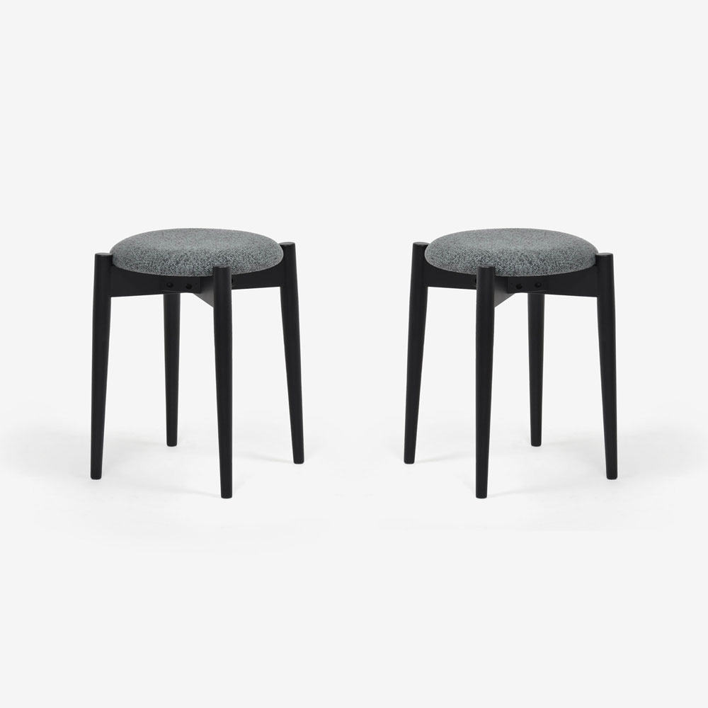 秋田木工 スツール「リュッケ」ブナ材 WLBK色/張地 布ブラッシュ#No98【2脚セット】【セール対象品のため10%OFF】