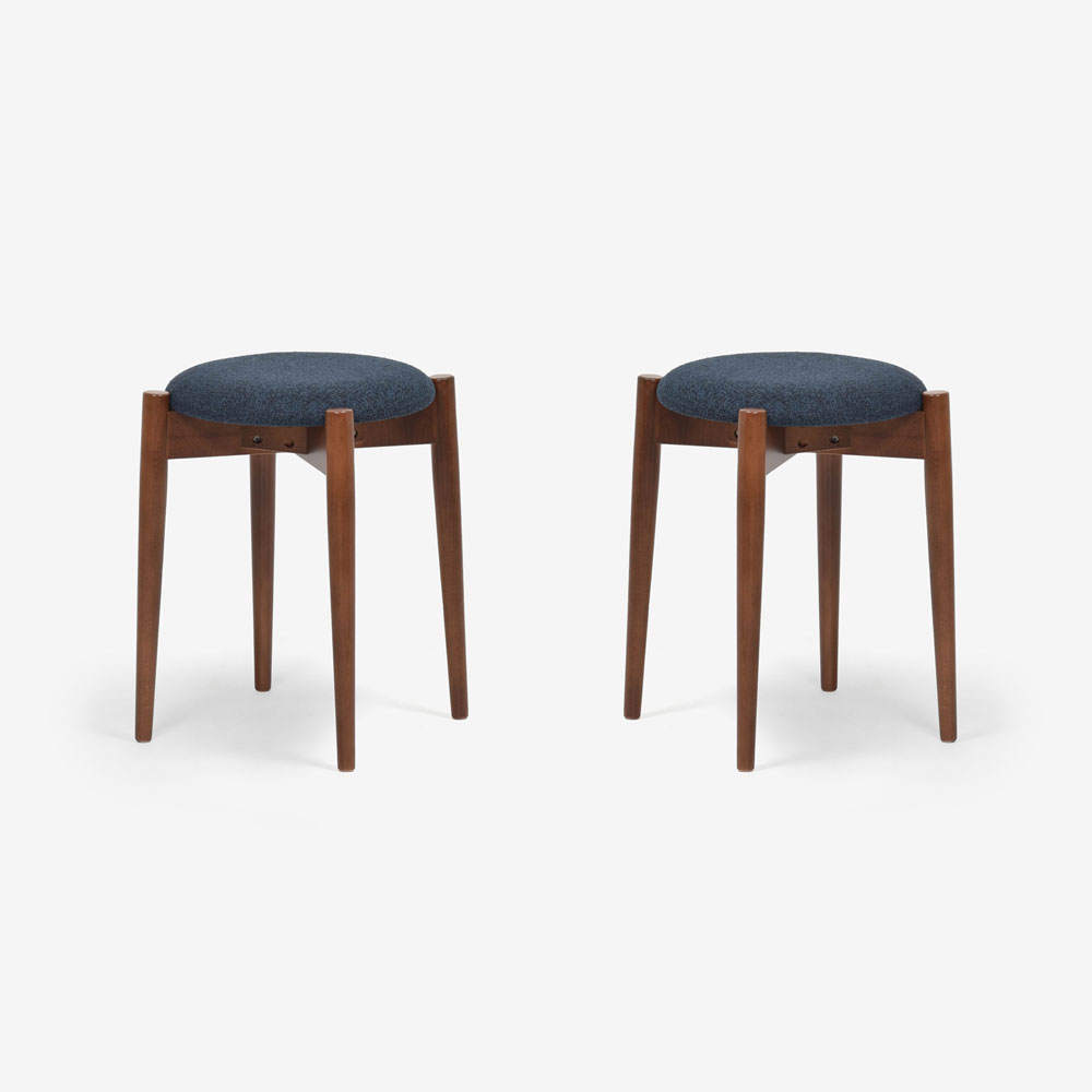 秋田木工 スツール「リュッケ」ブナ材 BWN色/張地 布ブラッシュ#No48【2脚セット】【セール対象品のため10%OFF】