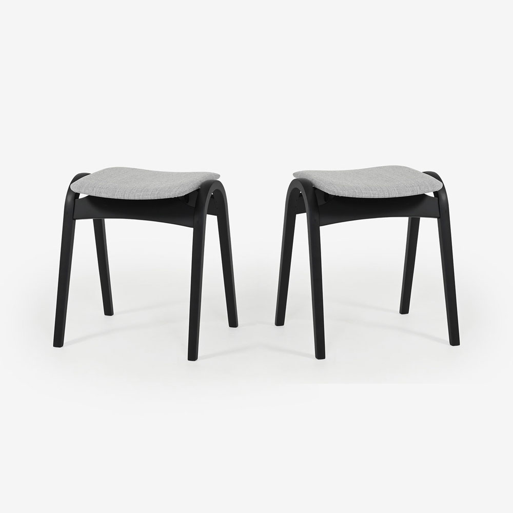 秋田木工 スツール「No.202」ブナ材 WLBK色/張地 布#リミックス0123【2脚セット】【セール対象品のため10%OFF】