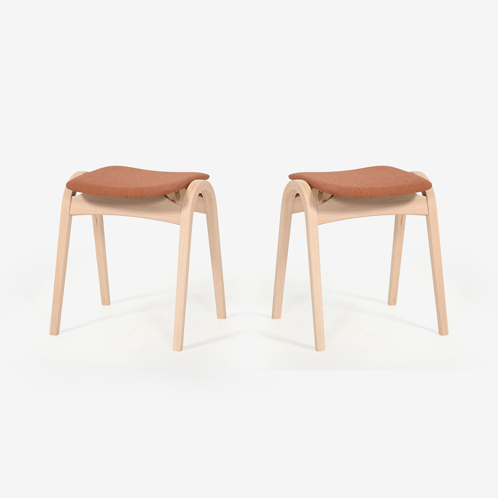 秋田木工 スツール「No.202」ブナ材白木塗装 張地 布#リミックス0452【2脚セット】【セール対象品のため10%OFF】