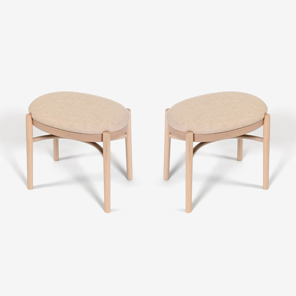 秋田木工 スツール「ベコ」ブナ材白木塗装 布NC121【受注生産品】【2脚セット】【セール対象品のため10%OFF】