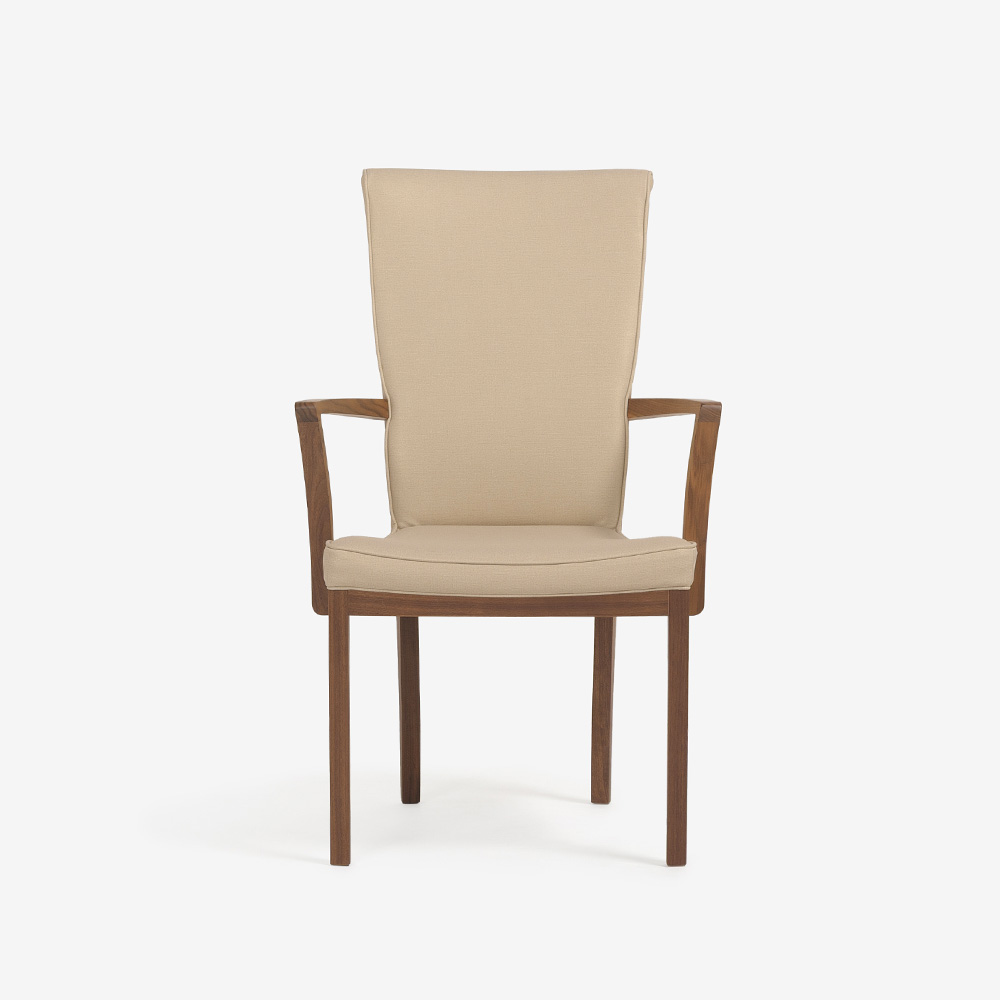 カリモク家具 ダイニングチェア（アーム付き）「C3080AYRG」ウォールナット材ウォールナットナチュラル色 合成皮革張り U565マニエラシャンパンゴールド色