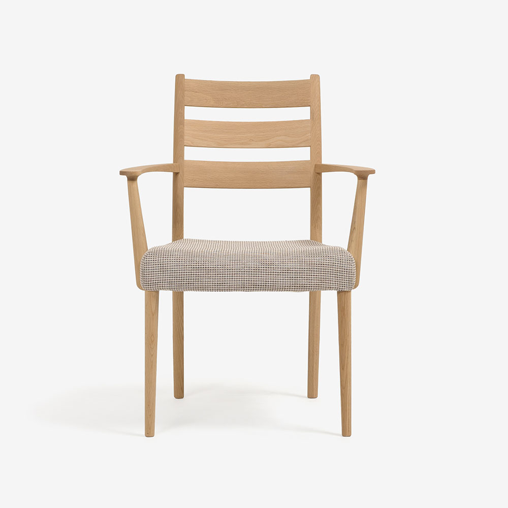 カリモク家具 ダイニングチェア（アーム付き）「C3010DCEG」オーク材ピュアオーク色 布#モダンB450ミックスグレー色