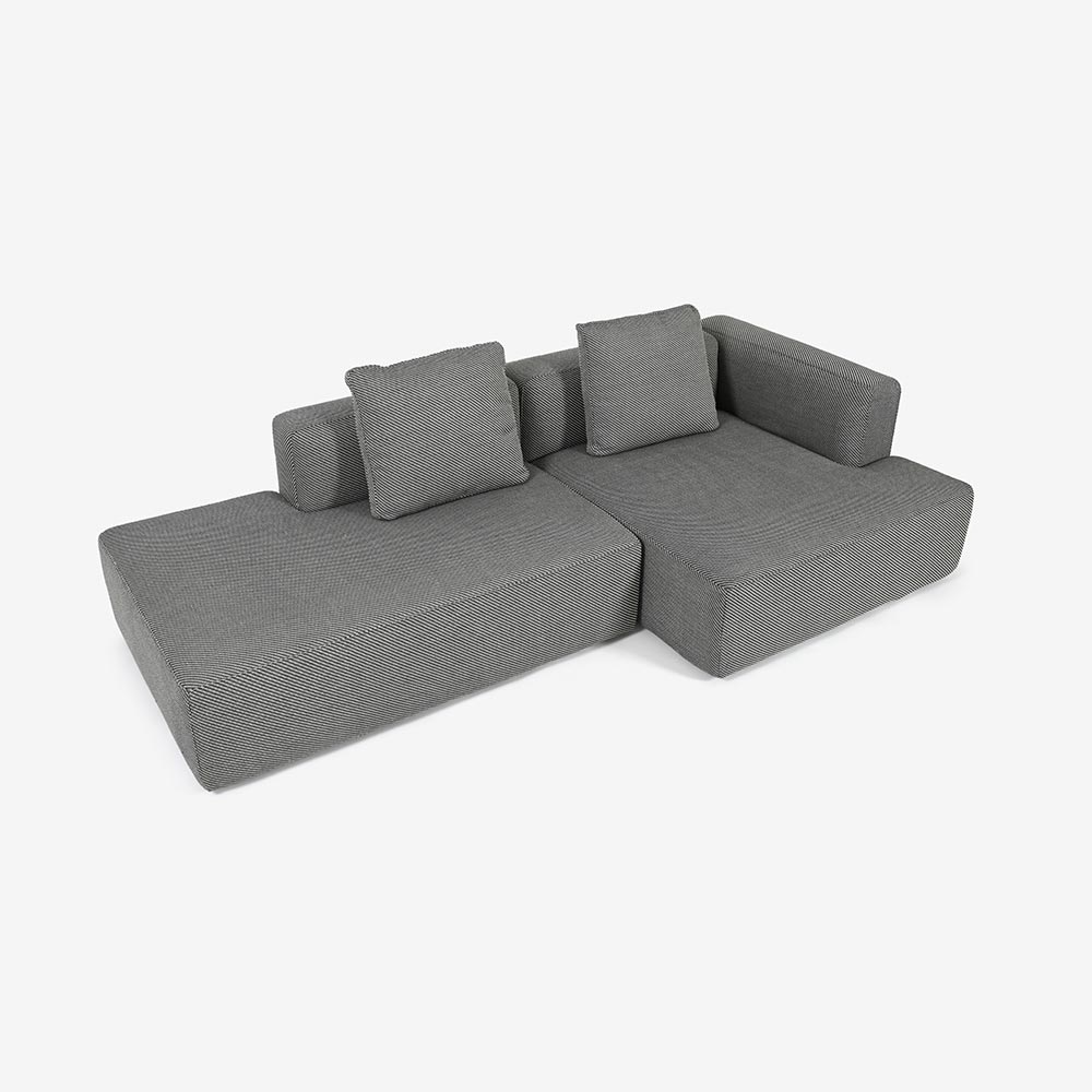 カウチソファ2点セット 向って右カウチ「SUMOWA（スモワ）」幅247cm 布#17グレー