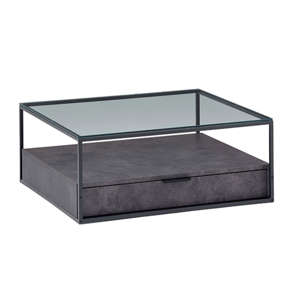 Pamouna（パモウナ）リビングテーブル「IR-G90B」ガラス天板 幅90cm 奥行90cm BOXカラー全3色